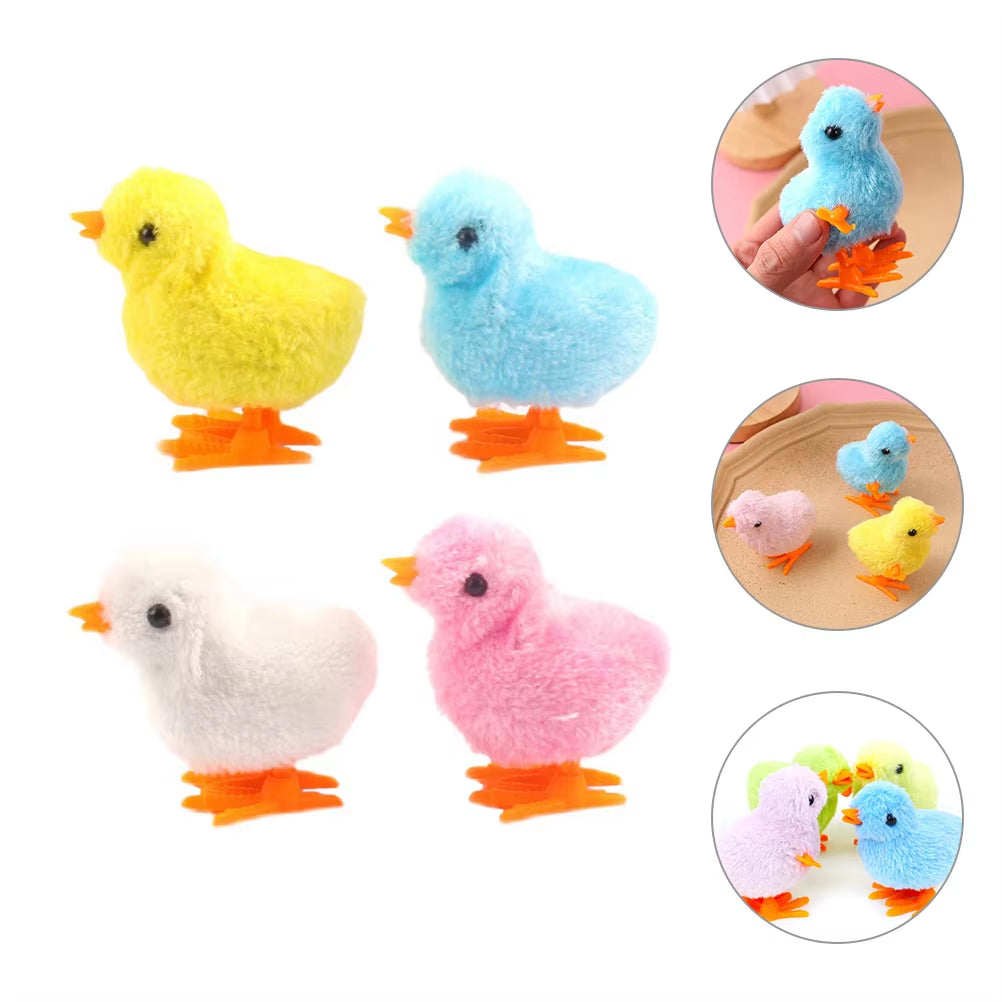 8-Piece Interactive Wind-Up Chicken Toy Set for Pets - Engaging Jumping Action with Safe Materials