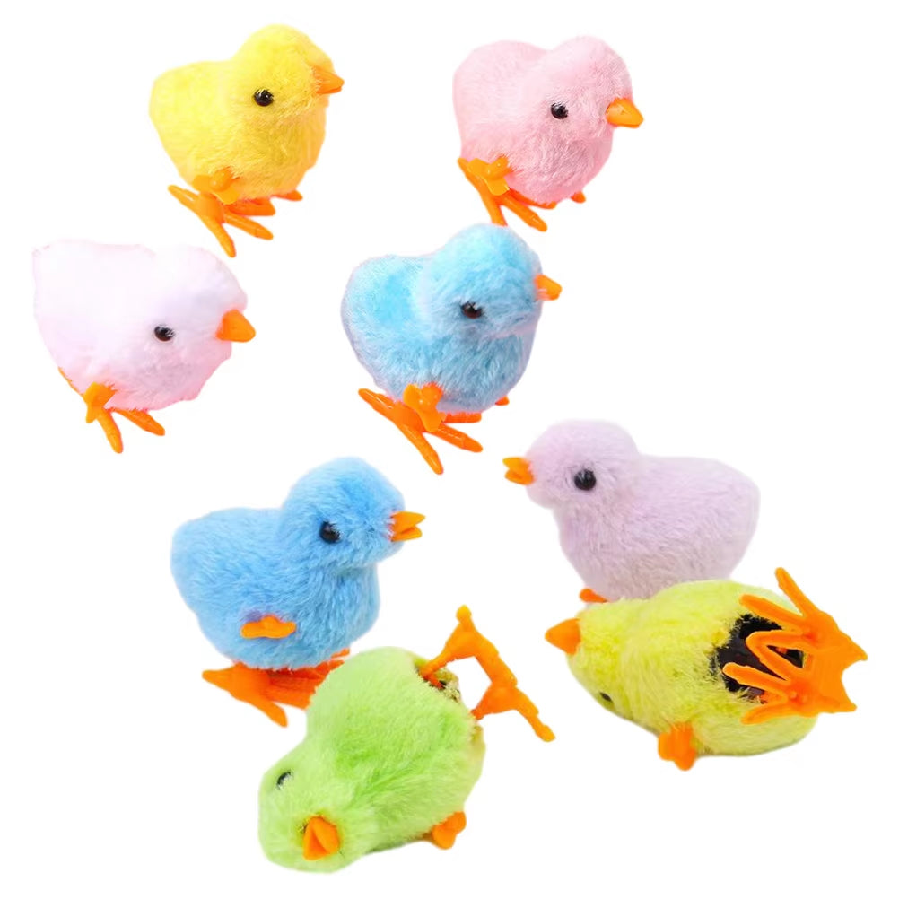 8-Piece Interactive Wind-Up Chicken Toy Set for Pets - Engaging Jumping Action with Safe Materials