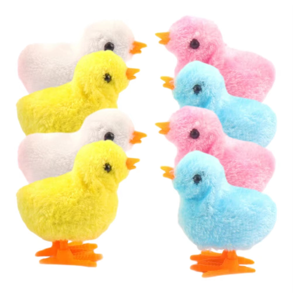 8-Piece Interactive Wind-Up Chicken Toy Set for Pets - Engaging Jumping Action with Safe Materials