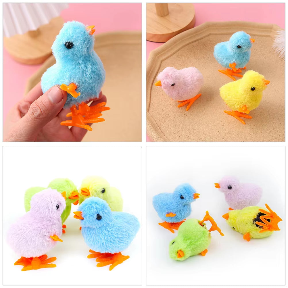 8-Piece Interactive Wind-Up Chicken Toy Set for Pets - Engaging Jumping Action with Safe Materials