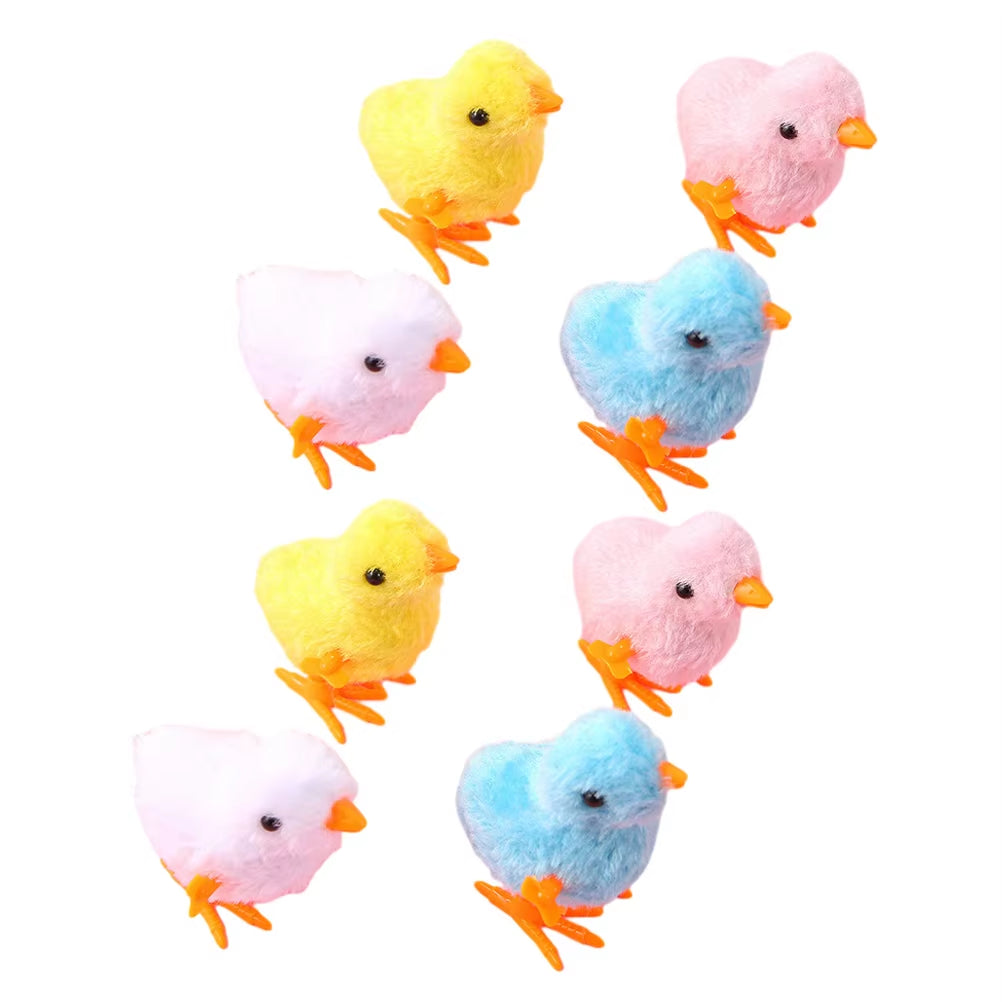 8-Piece Interactive Wind-Up Chicken Toy Set for Pets - Engaging Jumping Action with Safe Materials